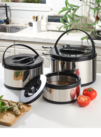 Large-Capacity Commercial Stainless Steel Insulated Food Carrier Set — Portable 3-Piece Kit (Includes Food Container, Soup Pot, and Ice Bucket)