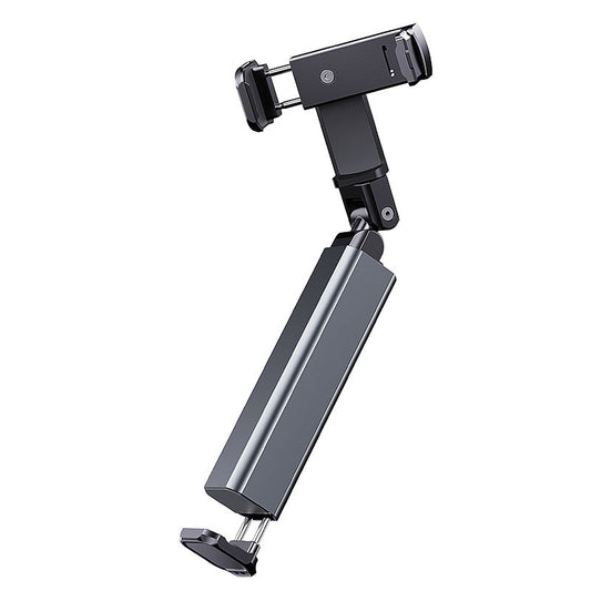 Aluminum alloy travel phone holder, portable storage, rotating and telescopic clip for airplanes and high-speed trains, perfect for selfies and learning.