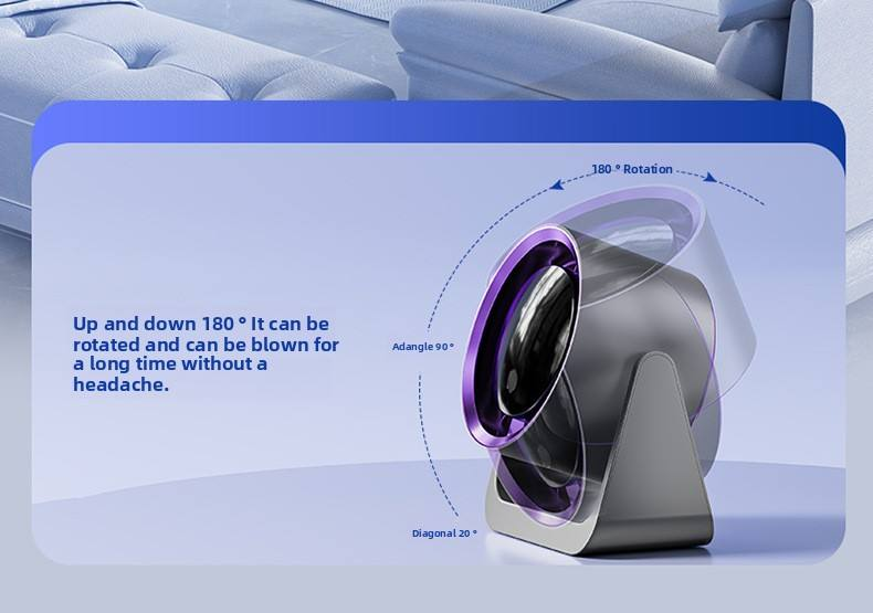 Small silent wall mounted vertical circulation fan for office with USB charging and long battery life