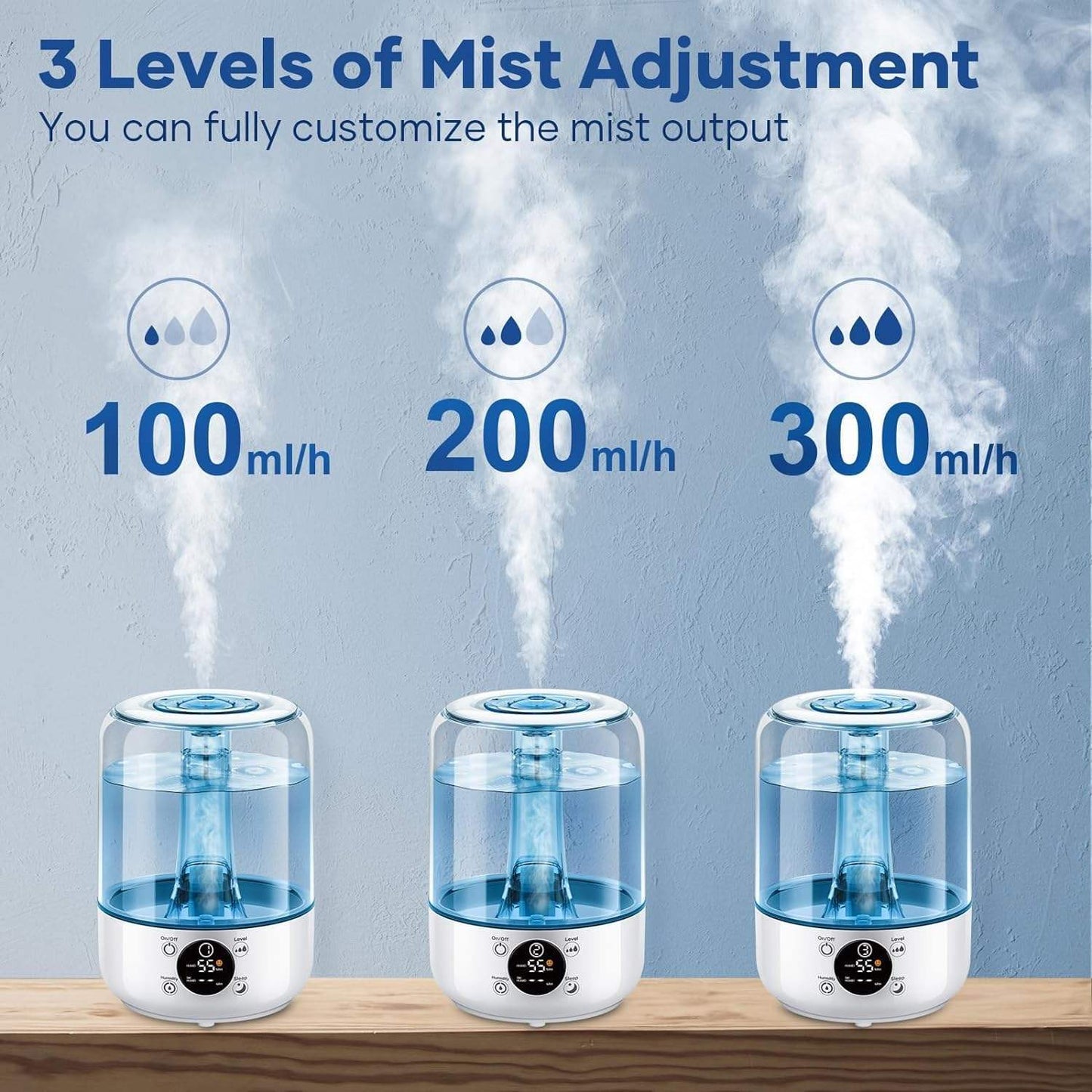 Mini ultrasonic humidifier for home use, quiet desktop sprayer, office aromatherapy, large capacity, top-fill water dispenser, bedroom.