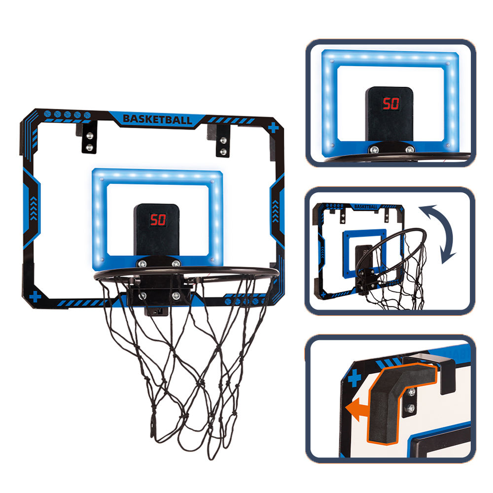 New luminous children's foldable scoring dunking basketball hoop, indoor mini basketball hoop, door scoreboard, children's sports gift, no-drill wall-mounted basketball hoop