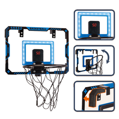 New luminous children's foldable scoring dunking basketball hoop, indoor mini basketball hoop, door scoreboard, children's sports gift, no-drill wall-mounted basketball hoop