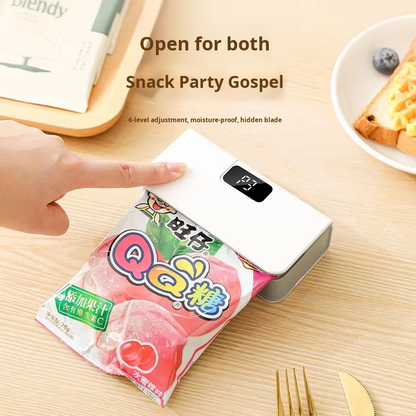Mini rechargeable sealing machine, small hanging bag coffee sealer, portable tea and snack sealer, manual hand-press type.