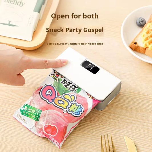 Mini rechargeable sealing machine, small hanging bag coffee sealer, portable tea and snack sealer, manual hand-press type.