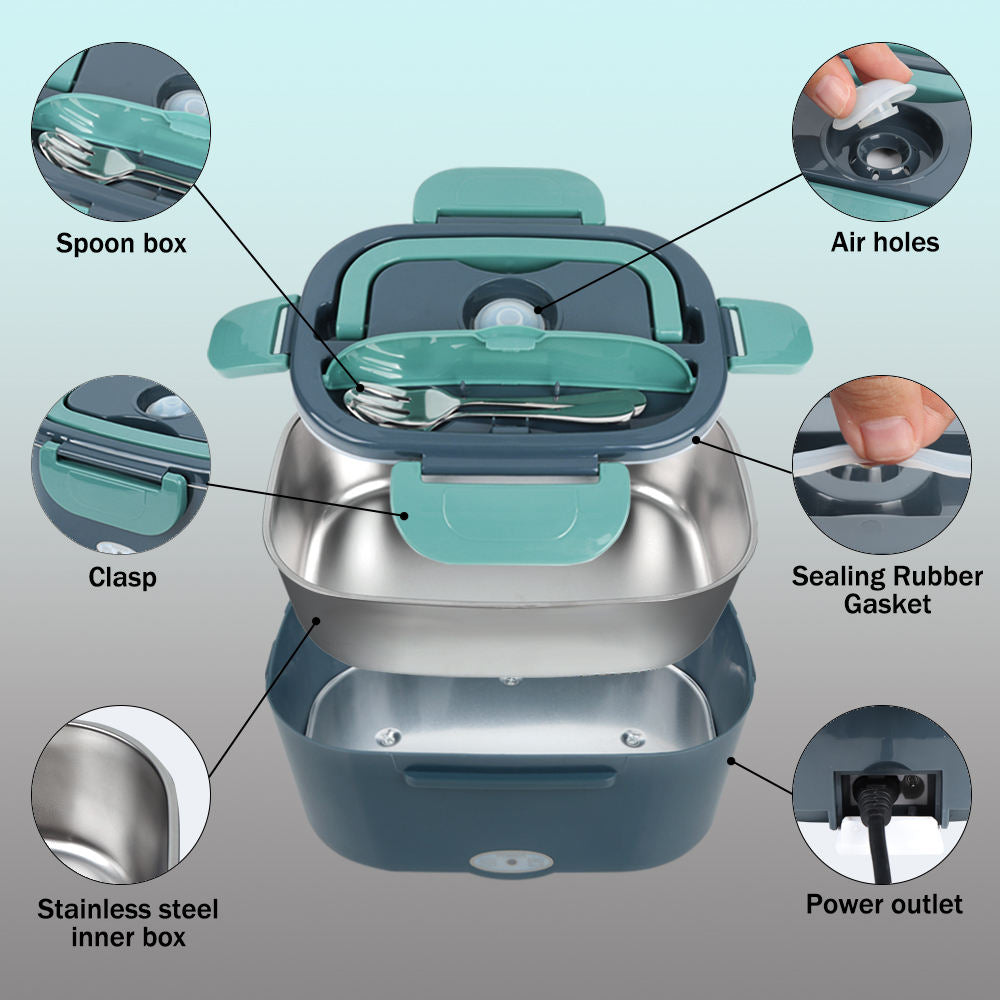 Electric lunch box, heat preservation and heating, dual-use for family and car, stainless steel, plug-in.