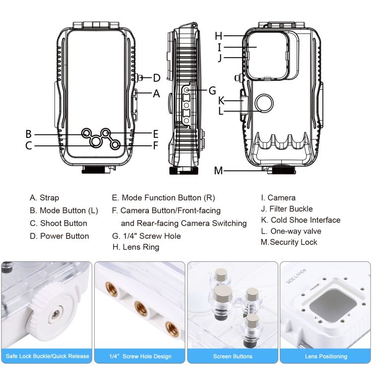 PULUZ Diving Case for iPhone 16 / 15 Pro Max — 40-Meter Sealed Waterproof Housing