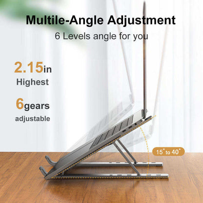Ten-level adjustable aluminum alloy laptop stand, portable folding desktop height-adjustable tablet cooling stand