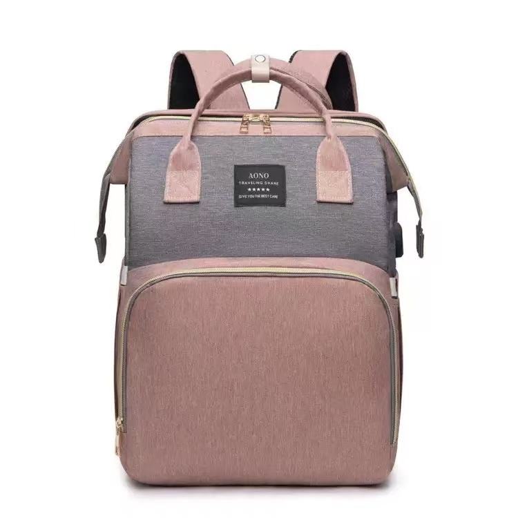 Multifunctional stylish folding bed, simple and portable outdoor insulated baby bottle bag, large capacity maternity and baby bag