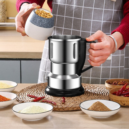 Portable electric grinder, multi-functional dry powder grinder, one-handed operation, stainless steel kitchen mixer