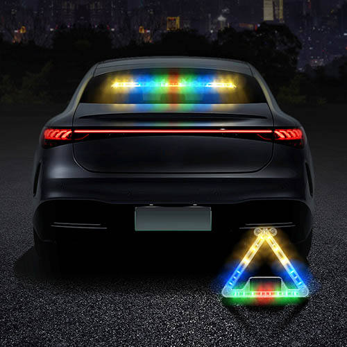 Solar powered wireless foldable LED emergency vehicle lighting strip triangle car signal alarm car electronic accessories