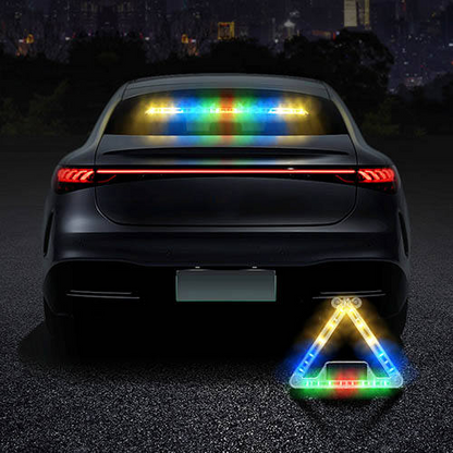 Solar powered wireless foldable LED emergency vehicle lighting strip triangle car signal alarm car electronic accessories