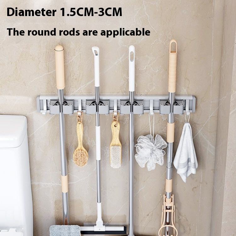 Mop wall-mounted clips, no-drill hooks, broom holders, balcony and bathroom storage racks