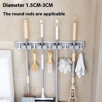 Mop wall-mounted clips, no-drill hooks, broom holders, balcony and bathroom storage racks