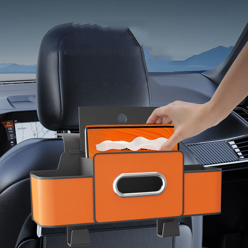Car universal seat backrest leather storage box bag, car cup holder, tissue box, phone holder