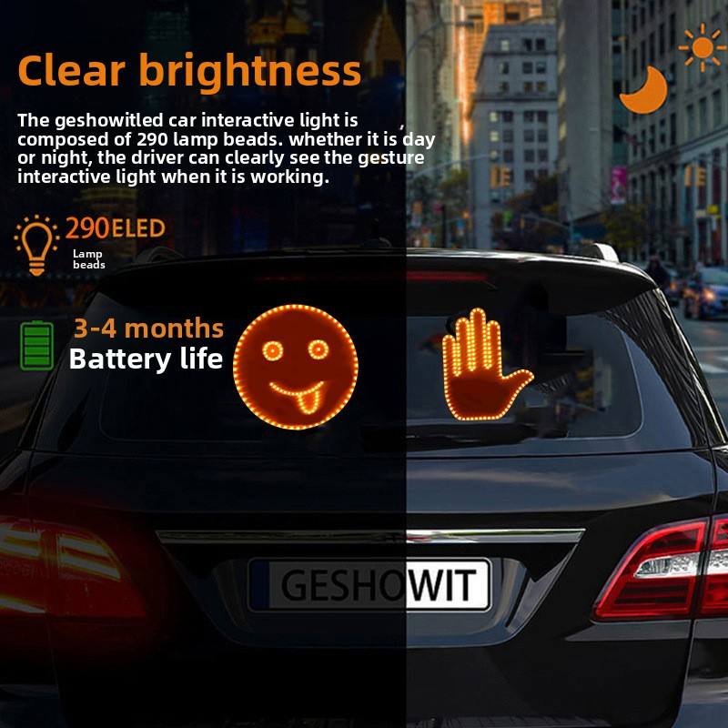 Remote-Controlled Vehicle LED Action/Expression Light — Rear Window Multifunctional Car Navigation & Gesture Light (Smiling Face Design)