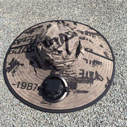 Men's Solar-Powered Fan Hat — Wide-Brimmed Outdoor Sunshade & UV Protection Hat — Summer Sun Hat, Hiking & Fishing Hat
