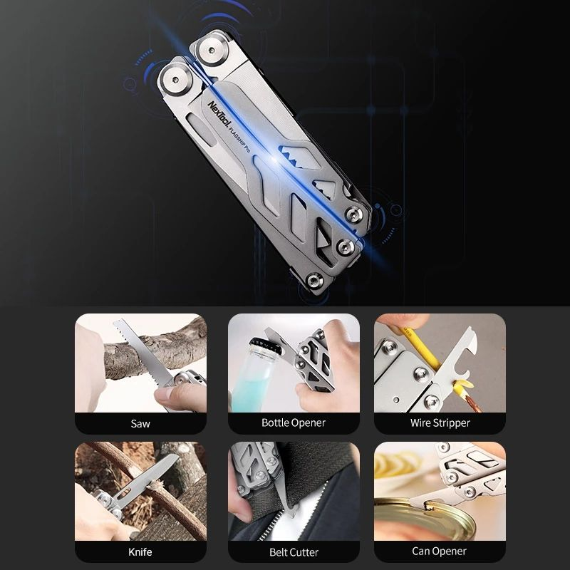 Multi-functional stainless steel folding pliers, outdoor camping emergency repair tool