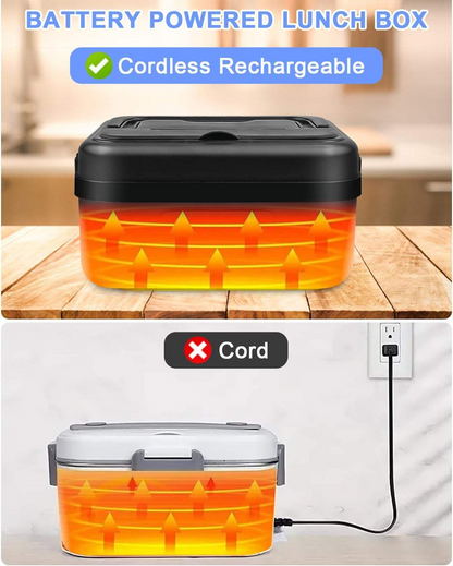 2025 Upgraded Portable Electric Lunch Box, 8000mAh Rechargeable, Waterless, Insulated Lunch Box for Camping