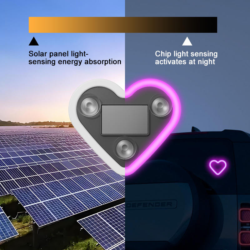 Car Love Light Solar Wireless Decorative Light LED Warning Light Triangle Window Rear Window Car Fun Atmosphere Light
