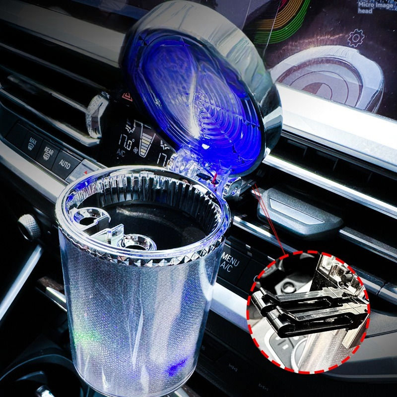 Car ashtray with lid in stock, anti ashtray with high-end feel, creative car interior ashtray