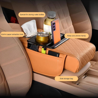 Car armrest box booster mat, car center armrest box mat, tissue box storage bag, cup holder, four-in-one