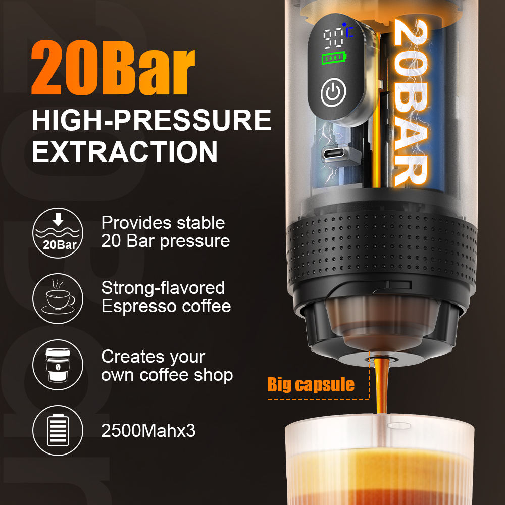 Portable Capsule Coffee Machine — Compact Electric Espresso Maker for Home & Outdoor Use (With Heating Function)