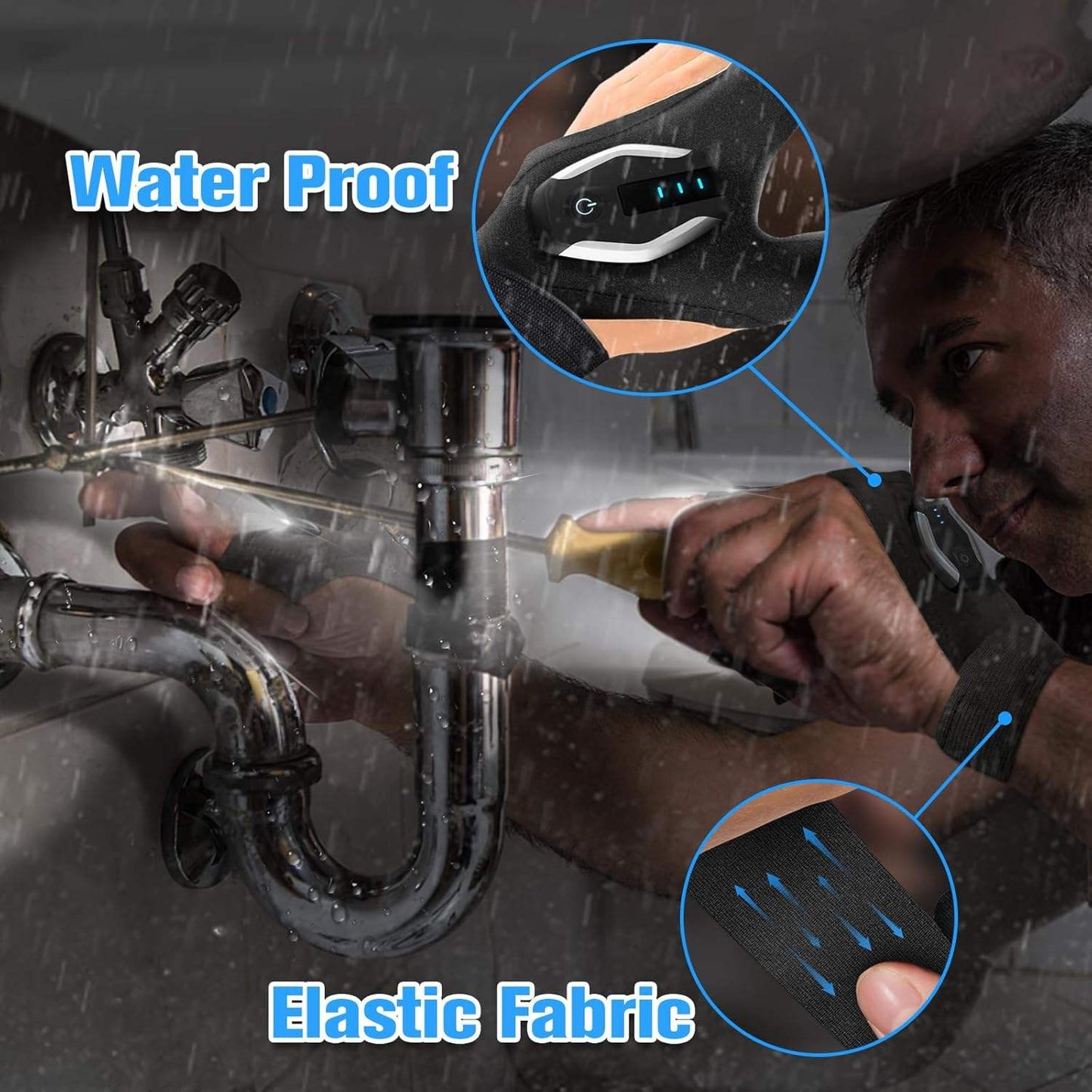 LED flashlight gloves - adjustable wrist strap made of nylon, suitable for auto repair or outdoor fishing.