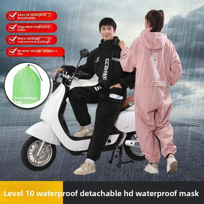 Motorcycle one-piece raincoat, full-body waterproof and breathable adult raincoat, rainproof and waterproof riding poncho