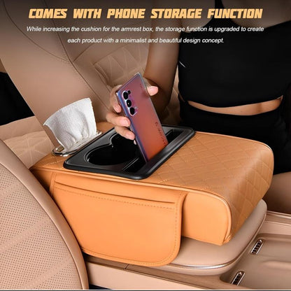 Car armrest box booster mat, car center armrest box mat, tissue box storage bag, cup holder, four-in-one
