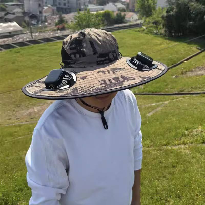 Men's Solar-Powered Fan Hat — Wide-Brimmed Outdoor Sunshade & UV Protection Hat — Summer Sun Hat, Hiking & Fishing Hat