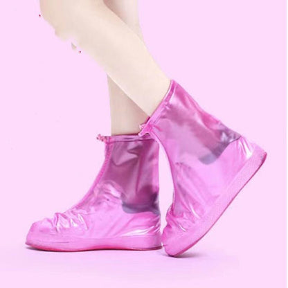 Thickened mid-calf waterproof shoe covers, non-slip and wear-resistant rain shoe covers, men's and women's rain shoe covers, zipper shoe covers