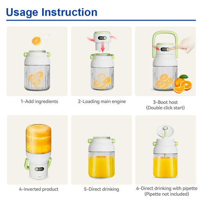 Portable juicer, small household juicer, wireless charging, electric fruit juicer cup1000ml