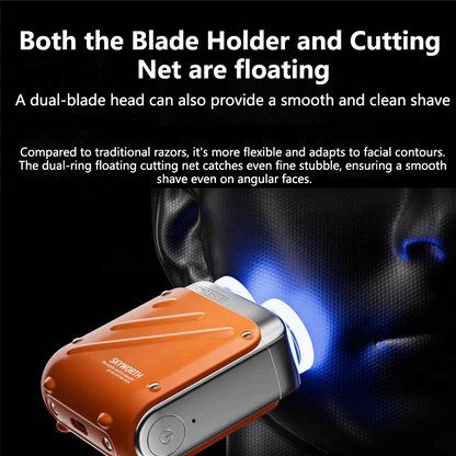 Portable Dual Blade Magnetic Suction Electric Shaver for Men IPX7 Waterproof Rechargeable Beard Razor for Home or Hotel Use