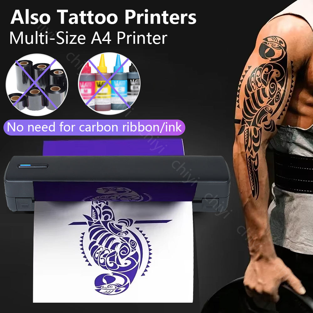 Portable A4 wireless thermal printer, color style tattoo stencil printer, iOS and Android compatible, low price, office use, in stock.