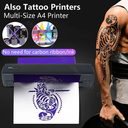 Portable A4 wireless thermal printer, color style tattoo stencil printer, iOS and Android compatible, low price, office use, in stock.