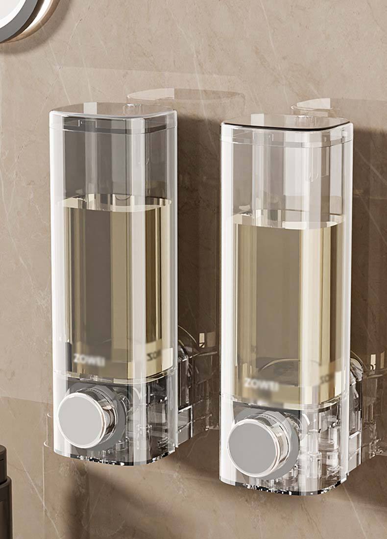 Suction Cup Soap Dispenser Wall-Mounted Hand Sanitizer Pump Dispenser Bottle No-Drill Shampoo & Shower Gel Box Wall-Mounted Mount