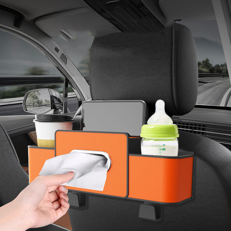 Car universal seat backrest leather storage box bag, car cup holder, tissue box, phone holder