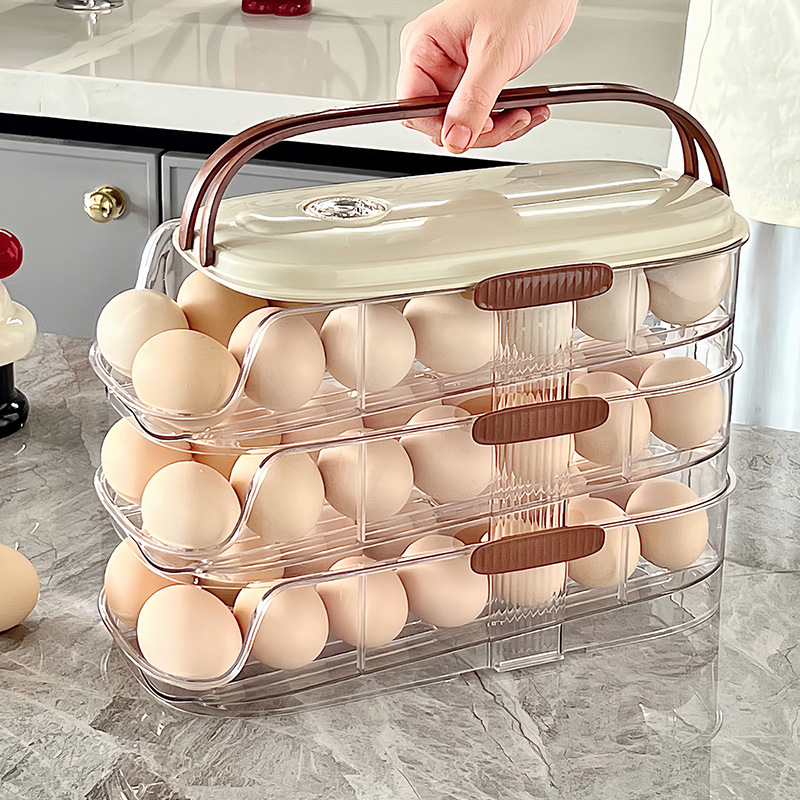 New refrigerator storage box, household kitchen storage rack, transparent, large capacity, thickened, portable egg box wholesale.