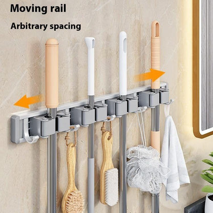 Mop wall-mounted clips, no-drill hooks, broom holders, balcony and bathroom storage racks