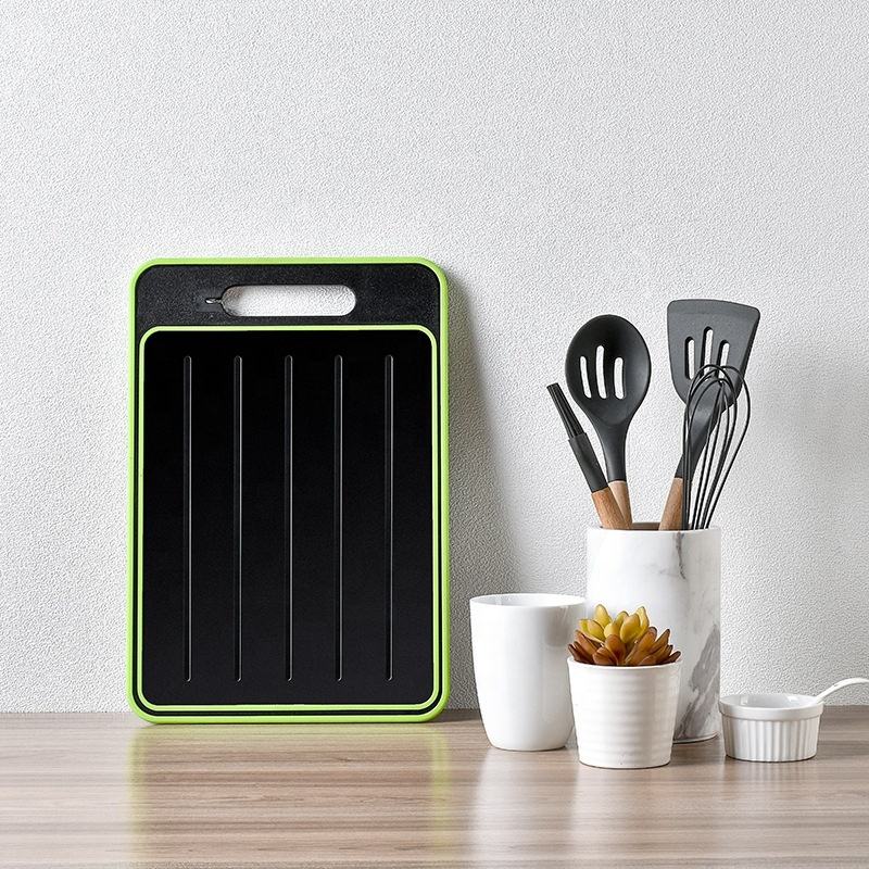 Multi-functional cutting board with knife sharpener, garlic grinder, aluminum alloy double-sided defrosting board