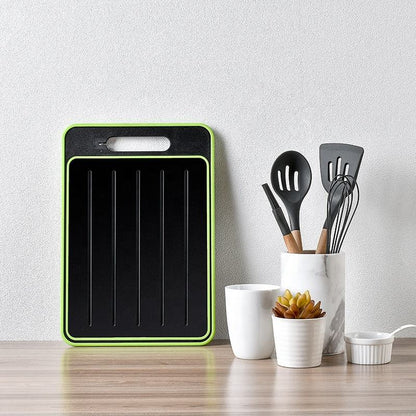 Multi-functional cutting board with knife sharpener, garlic grinder, aluminum alloy double-sided defrosting board