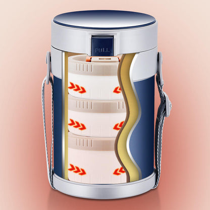 304 Stainless Steel Insulated Pot for Adults, Students, Office Workers, and Lunch Boxes (Multi-Layer)2.3L
