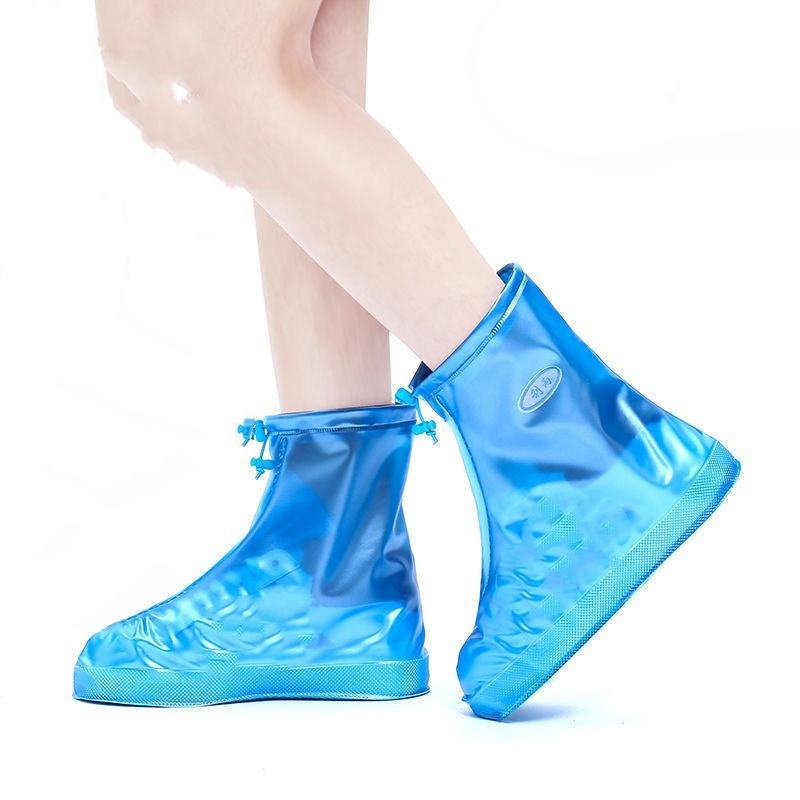 Thickened mid-calf waterproof shoe covers, non-slip and wear-resistant rain shoe covers, men's and women's rain shoe covers, zipper shoe covers