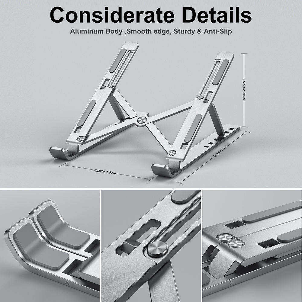 Ten-level adjustable aluminum alloy laptop stand, portable folding desktop height-adjustable tablet cooling stand