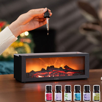 3D fireplace humidifier, flame aroma diffuser, desktop remote control seven-color light, simulated fireplace diffuser