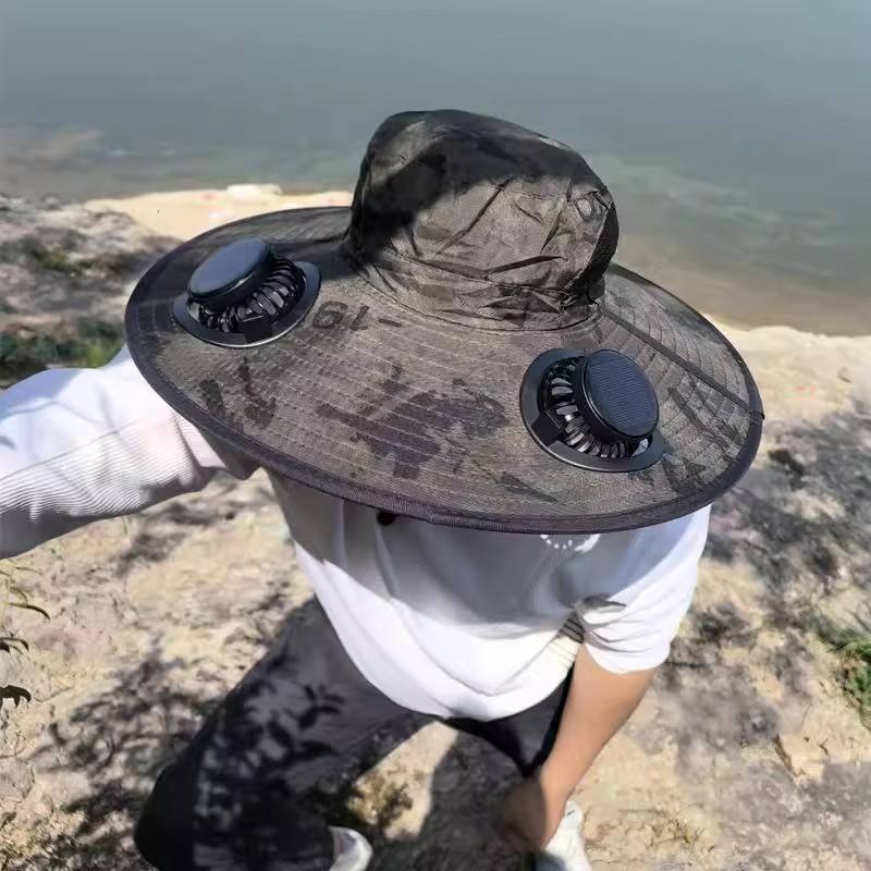 Men's Solar-Powered Fan Hat — Wide-Brimmed Outdoor Sunshade & UV Protection Hat — Summer Sun Hat, Hiking & Fishing Hat