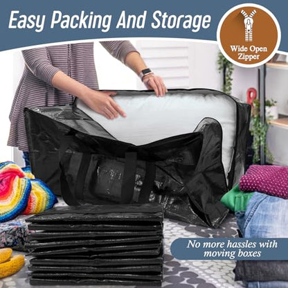Extra-Thick, Extra-Large Storage Bag for Clothes & Bedding — Moisture-Proof Moving & Packing Sack (Woven Polypropylene) — Ideal for Travel, Luggage, and Students