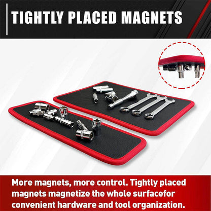 3-Piece Magnetic Tool Mat Set — Magnetic Tool Organizer Mats (Red & Black) — Magnetic Leather-like Pads
