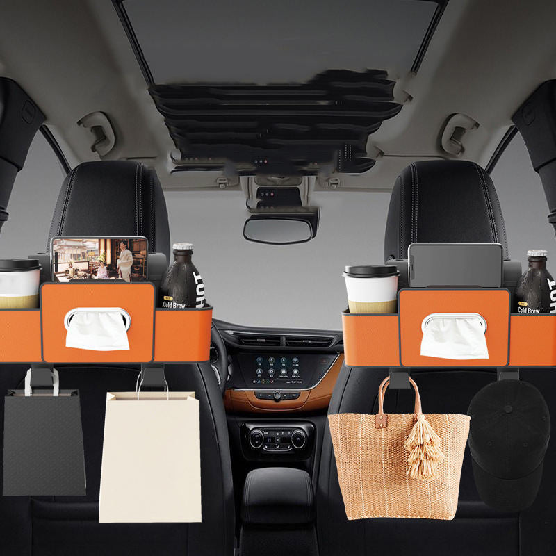 Car universal seat backrest leather storage box bag, car cup holder, tissue box, phone holder