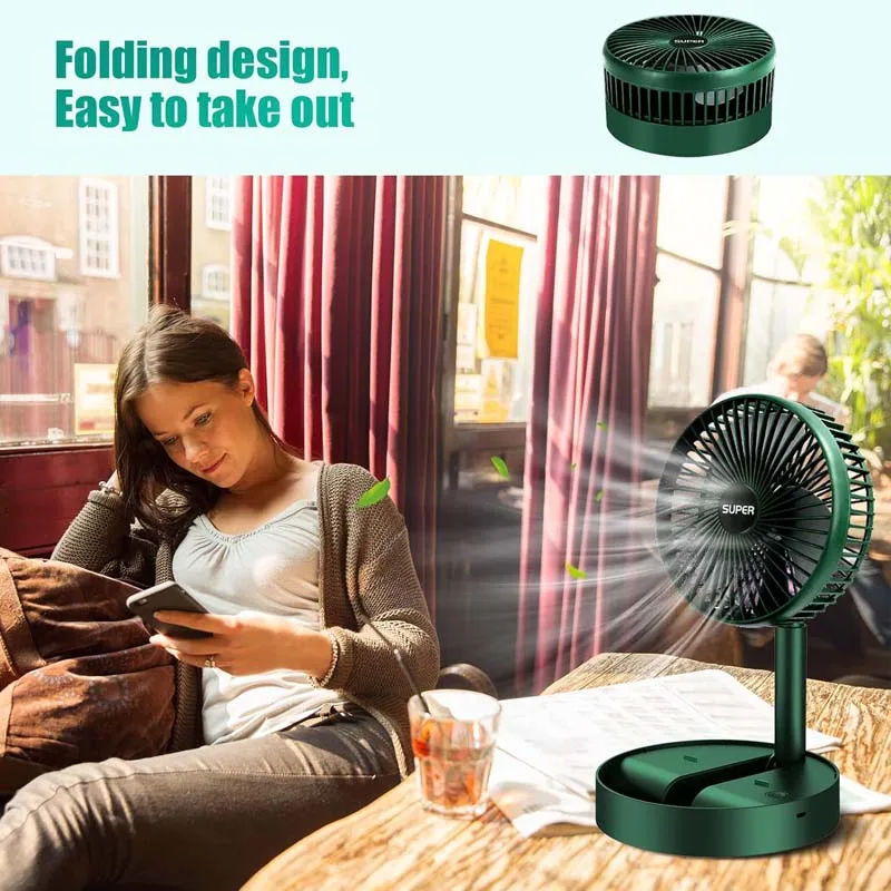 Foldable telescopic rechargeable fan, portable outdoor travel home desktop fan, USB rechargeable